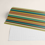 Joseph Stripes - Mid Century Modern Pattern in Mid Mod Mustard, Teal, Navy, Orange, Maroon, Beige, and Olive Wrapping Paper Gallery Image 2