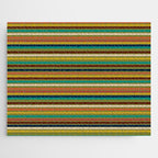 Joseph Stripes - Mid Century Modern Pattern in Mid Mod Mustard, Teal, Navy, Orange, Maroon, Beige, and Olive Jigsaw Puzzle Gallery Image 1