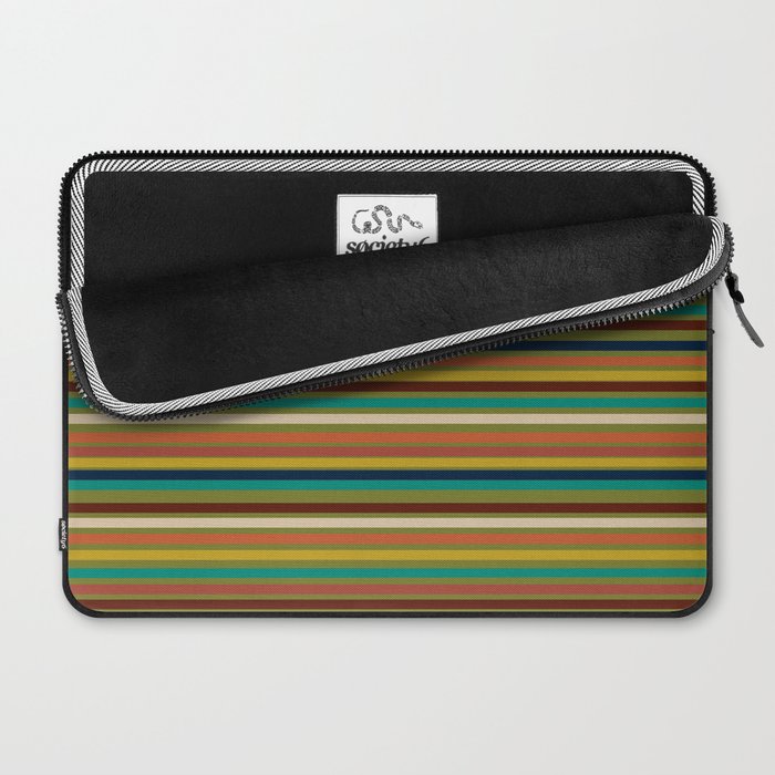 Joseph Stripes - Mid Century Modern Pattern in Mid Mod Mustard, Teal, Navy, Orange, Maroon, Beige, and Olive Laptop Sleeve Gallery Image 2