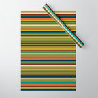 Joseph Stripes - Mid Century Modern Pattern in Mid Mod Mustard, Teal, Navy, Orange, Maroon, Beige, and Olive Wrapping Paper Gallery Image 1