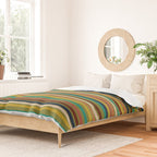 Joseph Stripes - Mid Century Modern Pattern in Mid Mod Mustard, Teal, Navy, Orange, Maroon, Beige, and Olive Duvet Cover Gallery Image 2