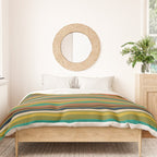 Joseph Stripes - Mid Century Modern Pattern in Mid Mod Mustard, Teal, Navy, Orange, Maroon, Beige, and Olive Duvet Cover Gallery Image 3