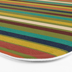 Joseph Stripes - Mid Century Modern Pattern in Mid Mod Mustard, Teal, Navy, Orange, Maroon, Beige, and Olive Bath Mat Gallery Image 3