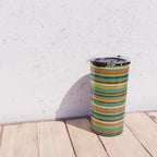 Joseph Stripes - Mid Century Modern Pattern in Mid Mod Mustard, Teal, Navy, Orange, Maroon, Beige, and Olive Travel Mug Gallery Image 4