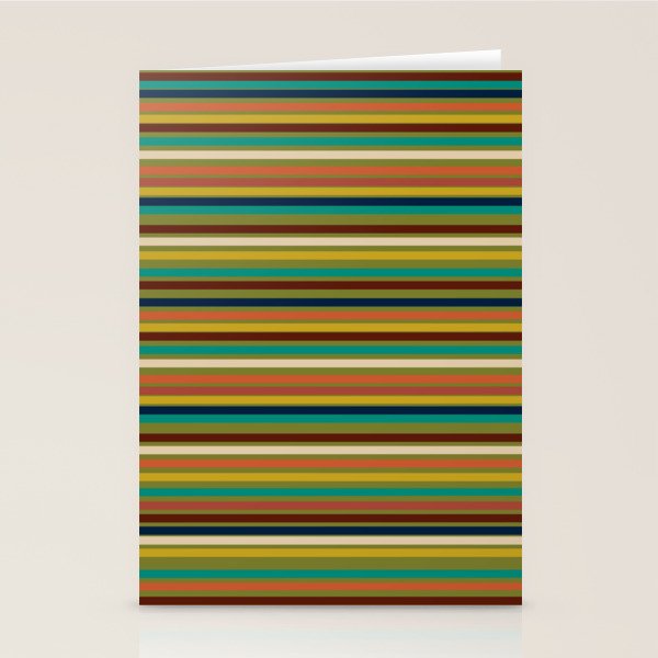 Joseph Stripes - Mid Century Modern Pattern in Mid Mod Mustard, Teal, Navy, Orange, Maroon, Beige, and Olive Stationery Card Gallery Image 2