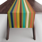 Joseph Stripes - Mid Century Modern Pattern in Mid Mod Mustard, Teal, Navy, Orange, Maroon, Beige, and Olive Table Runner Gallery Image 1