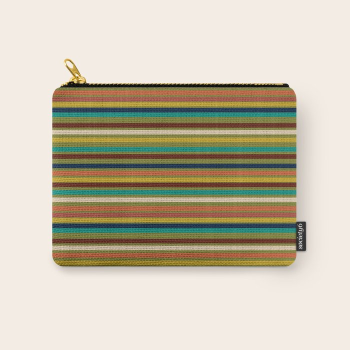 Joseph Stripes - Mid Century Modern Pattern in Mid Mod Mustard, Teal, Navy, Orange, Maroon, Beige, and Olive Carry All Pouch Gallery Image 1