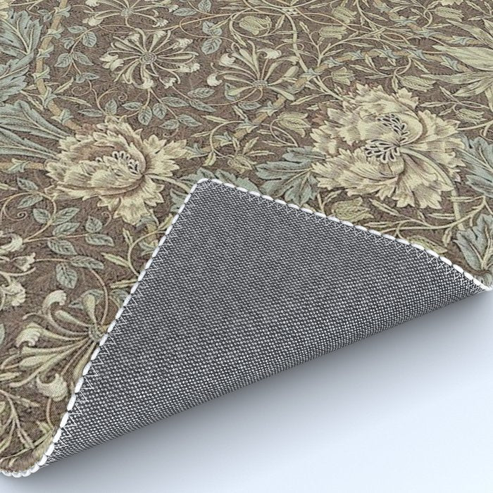 William Morris Vintage Honeysuckle & Tulip Brown Bullrush Slate Floral Rug Gallery Image 4