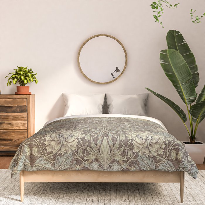 William Morris Vintage Honeysuckle & Tulip Brown Bullrush Slate Floral Comforter Gallery Image 3