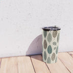 Rustic Autumn Vibe Textured Leaf Pattern Beige Green Travel Mug Gallery Image 4