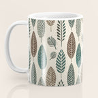 Rustic Autumn Vibe Textured Leaf Pattern Beige Green Coffee Mug Gallery Image 3