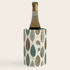 Rustic Autumn Vibe Textured Leaf Pattern Beige Green Wine Chiller Gallery Image 3