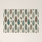 Rustic Autumn Vibe Textured Leaf Pattern Beige Green Welcome Mat Gallery Image 1