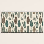 Rustic Autumn Vibe Textured Leaf Pattern Beige Green Desk Mat Gallery Image 3