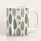 Rustic Autumn Vibe Textured Leaf Pattern Beige Green Coffee Mug Gallery Image 1