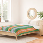 Colorful Stripes Bold Vertical Pattern in Green, Baby Blue, Orange, and Pink Duvet Cover Gallery Image 2