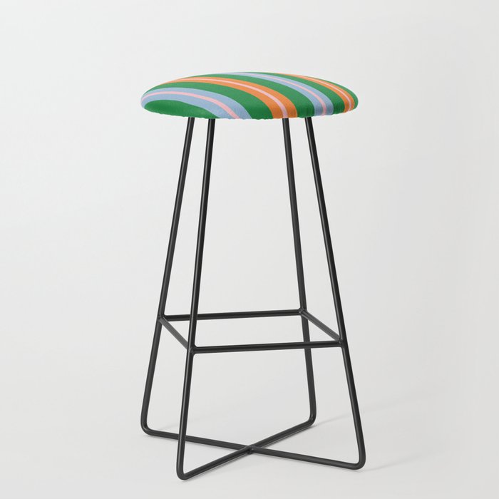 Colorful Stripes Bold Vertical Pattern in Green, Baby Blue, Orange, and Pink Stool Gallery Image 1
