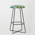 Colorful Stripes Bold Vertical Pattern in Green, Baby Blue, Orange, and Pink Stool Gallery Image 1