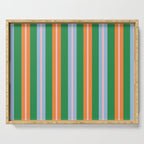 Colorful Stripes Bold Vertical Pattern in Green, Baby Blue, Orange, and Pink Serving Tray Gallery Image 1