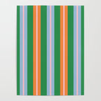 Colorful Stripes Bold Vertical Pattern in Green, Baby Blue, Orange, and Pink Poster Gallery Image 4