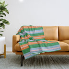 Colorful Stripes Bold Vertical Pattern in Green, Baby Blue, Orange, and Pink Throw Blanket Gallery Image 1