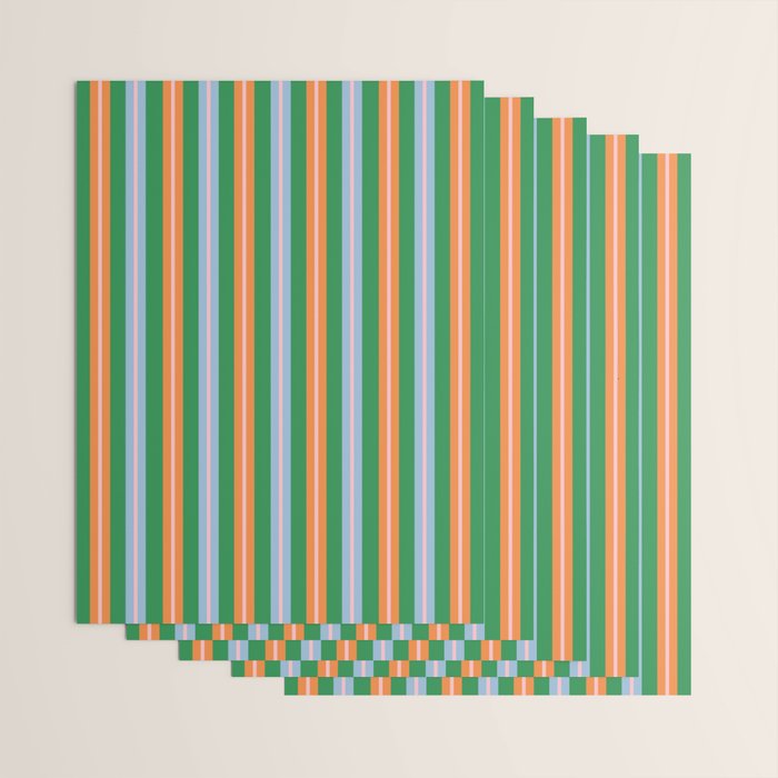 Colorful Stripes Bold Vertical Pattern in Green, Baby Blue, Orange, and Pink Wrapping Paper Gallery Image 3