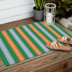 Colorful Stripes Bold Vertical Pattern in Green, Baby Blue, Orange, and Pink Outdoor Rug Gallery Image 2