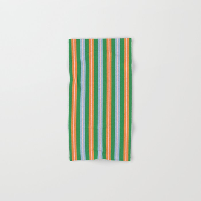 Colorful Stripes Bold Vertical Pattern in Green, Baby Blue, Orange, and Pink Bath Towel Gallery Image 1