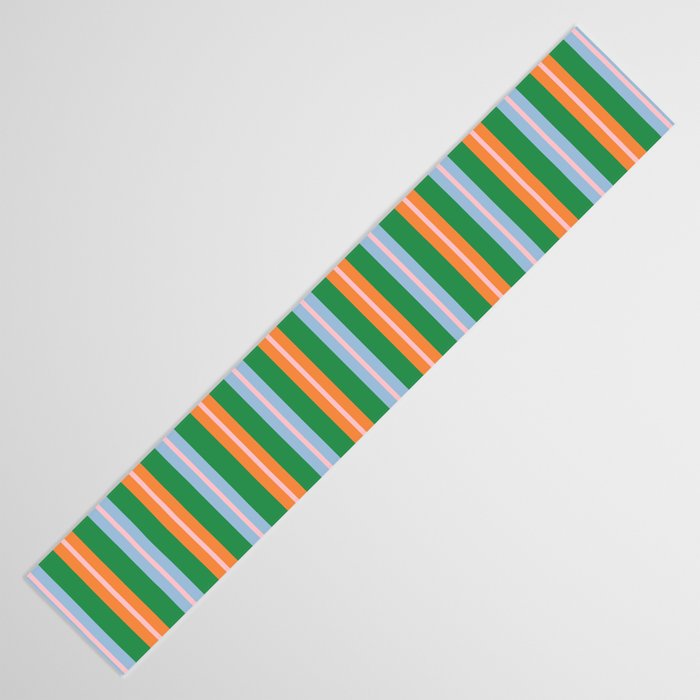 Colorful Stripes Bold Vertical Pattern in Green, Baby Blue, Orange, and Pink Table Runner Gallery Image 3