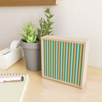 Colorful Stripes Bold Vertical Pattern in Green, Baby Blue, Orange, and Pink Mini Art Print Gallery Image 2