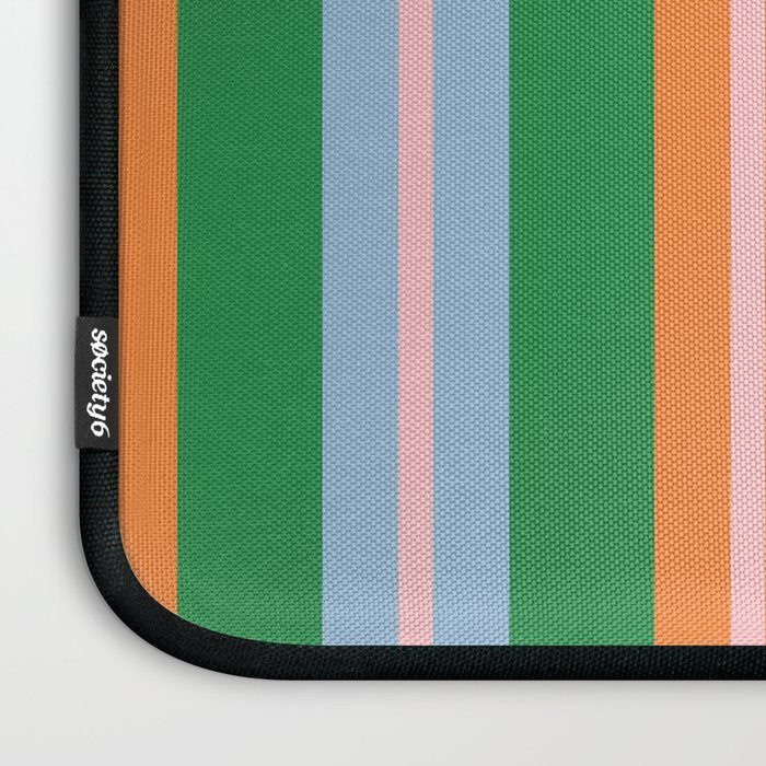 Colorful Stripes Bold Vertical Pattern in Green, Baby Blue, Orange, and Pink Laptop Sleeve Gallery Image 3