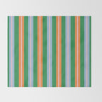 Colorful Stripes Bold Vertical Pattern in Green, Baby Blue, Orange, and Pink Throw Blanket Gallery Image 2