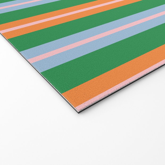 Colorful Stripes Bold Vertical Pattern in Green, Baby Blue, Orange, and Pink Welcome Mat Gallery Image 2