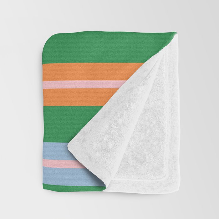 Colorful Stripes Bold Vertical Pattern in Green, Baby Blue, Orange, and Pink Throw Blanket Gallery Image 3