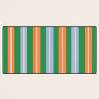 Colorful Stripes Bold Vertical Pattern in Green, Baby Blue, Orange, and Pink Desk Mat Gallery Image 3
