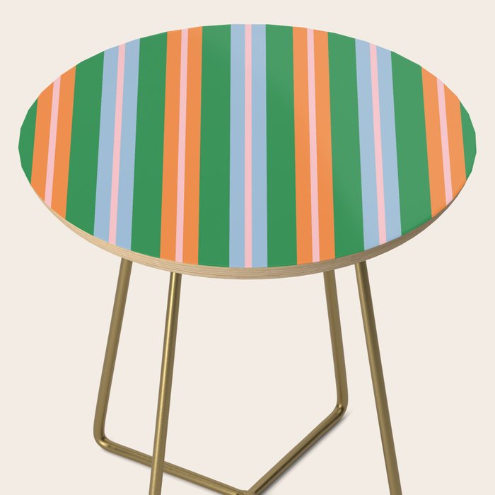 Colorful Stripes Bold Vertical Pattern in Green, Baby Blue, Orange, and Pink Side Table Gallery Image 2