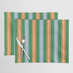 Colorful Stripes Bold Vertical Pattern in Green, Baby Blue, Orange, and Pink Placemat Gallery Image 1