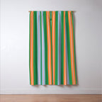 Colorful Stripes Bold Vertical Pattern in Green, Baby Blue, Orange, and Pink Window Curtain Gallery Image 3