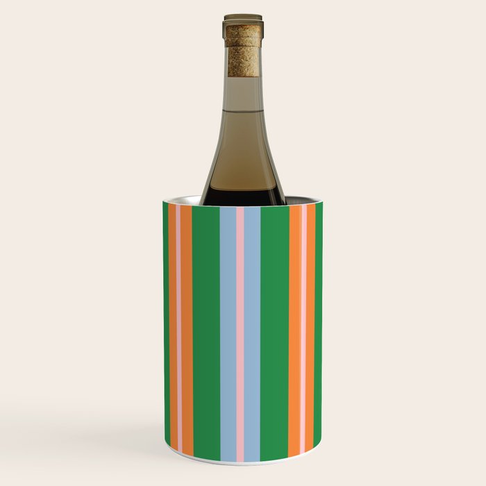 Colorful Stripes Bold Vertical Pattern in Green, Baby Blue, Orange, and Pink Wine Chiller Gallery Image 2