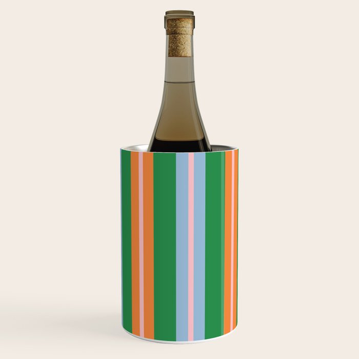 Colorful Stripes Bold Vertical Pattern in Green, Baby Blue, Orange, and Pink Wine Chiller Gallery Image 3