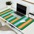 Colorful Stripes Bold Vertical Pattern in Green, Baby Blue, Orange, and Pink Desk Mat Gallery Image 2