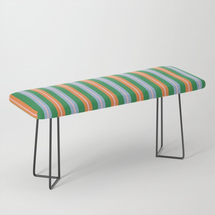 Colorful Stripes Bold Vertical Pattern in Green, Baby Blue, Orange, and Pink Bench Gallery Image 1