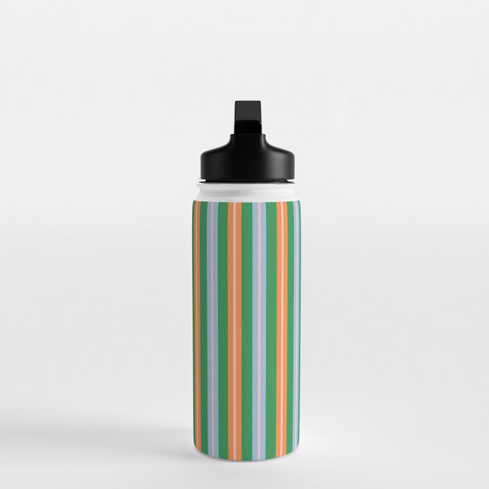 Colorful Stripes Bold Vertical Pattern in Green, Baby Blue, Orange, and Pink Water Bottle Gallery Image 3