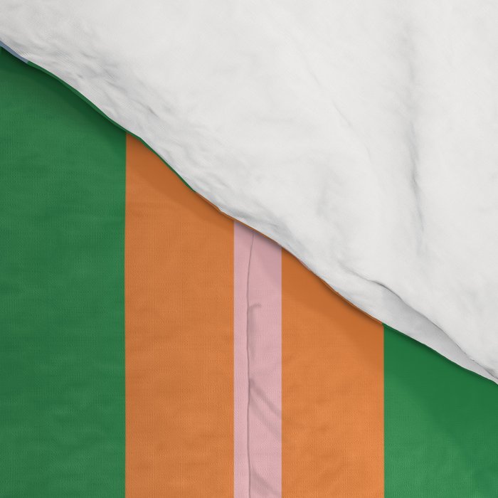 Colorful Stripes Bold Vertical Pattern in Green, Baby Blue, Orange, and Pink Comforter Gallery Image 4