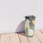 Leaf wall // navy blue pine and sage green leaves golden lines Travel Mug Gallery Image 4