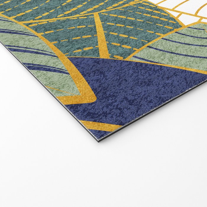 Leaf wall // navy blue pine and sage green leaves golden lines Welcome Mat Gallery Image 2