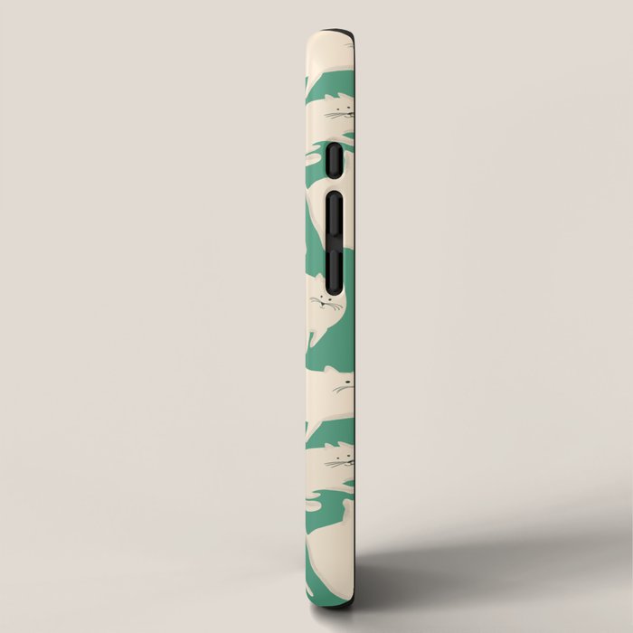 White Silly Cats Pattern iPhone Case Gallery Image 2