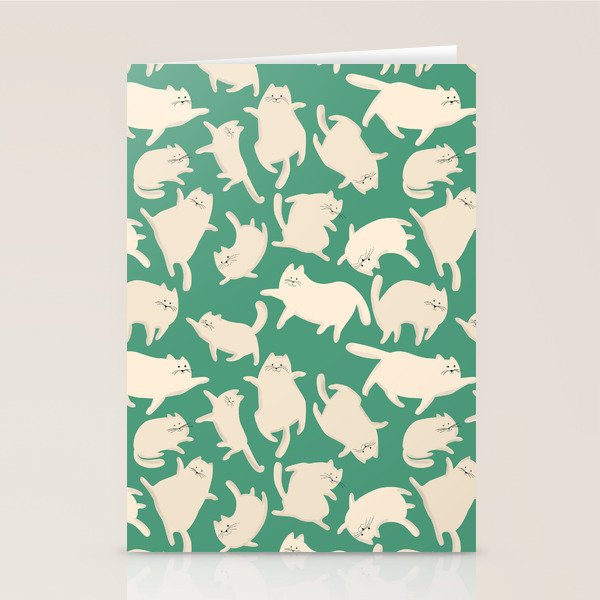 White Silly Cats Pattern Stationery Card Gallery Image 2