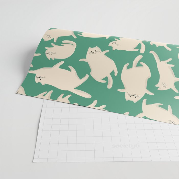 White Silly Cats Pattern Wrapping Paper Gallery Image 2