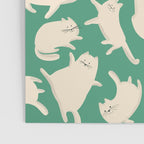White Silly Cats Pattern Poster Gallery Image 3